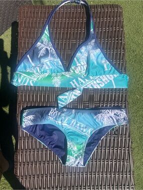 Blue Green Tropical Bikini Set